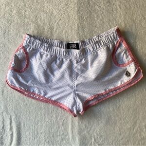 Vintage‎ Volcom Miss Mod Shorts Low Rise White Black Dots Pink Small *flawed*